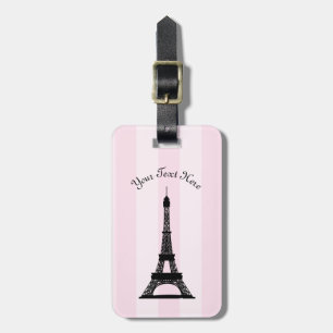 Chic Parisian Eiffel för rosarandsvart torn Bagagebricka