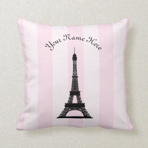 Chic Parisian Eiffel för rosarandsvart torn Kudde