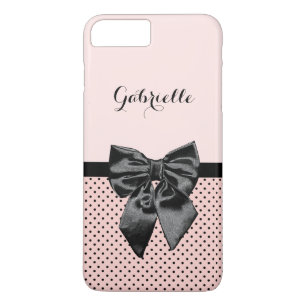 Chic Parisian rosa polka dotssvartpilbåge och nam