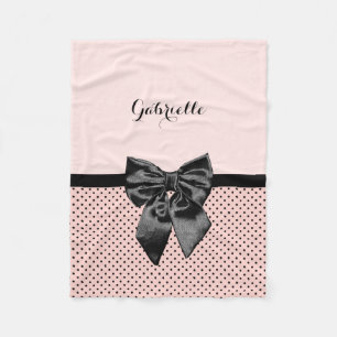 Chic Parisian rosa polka dotssvartpilbåge och nam Fleecefilt