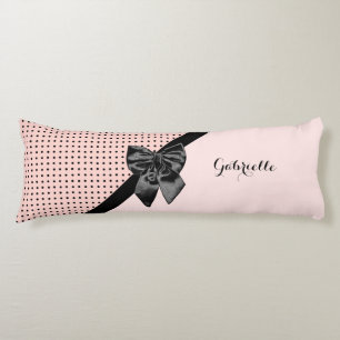 Chic Parisian rosa polka dotssvartpilbåge och nam Kroppskudde