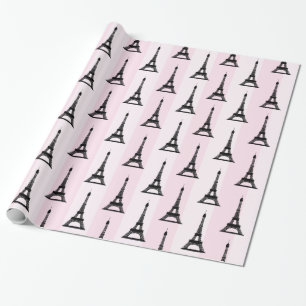 Chic Parisian rosarand med svart Eiffel torn Presentpapper