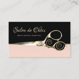 Chic Parisian Salon Blek Rosa Black and Sissors Visitkort