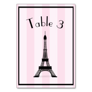 Chic Parisisk Rosa Rand Black Eiffel Torn Bordsnummer