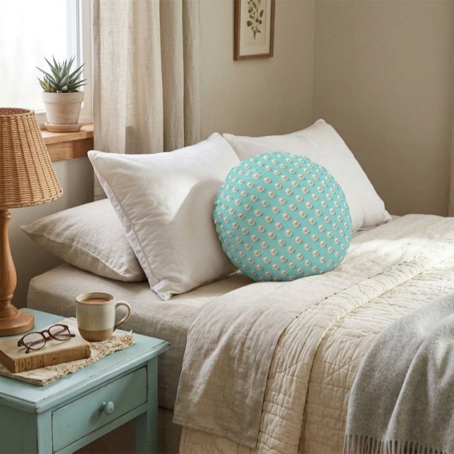 Chic Pärl & Turkos Rund Kudd Kudde (Skapare uppladdad)