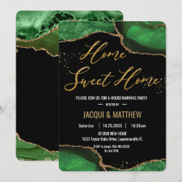 Chic Party Emerald Grönt Agate Marble Inbjudningar