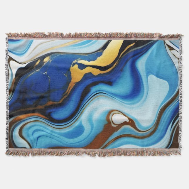 Chic Pastel blue guld Faux Marble Filt (Framsidan)