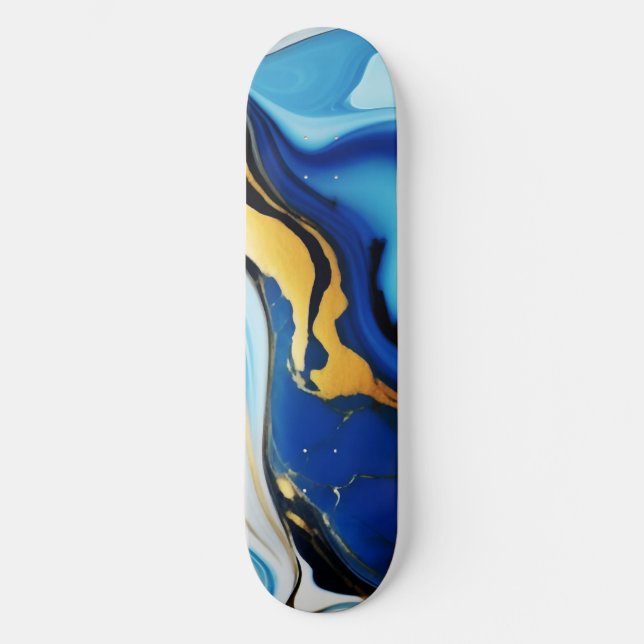 Chic Pastel blue guld Faux Marble Mini Skateboard Bräda 18,5 Cm (Framsida)