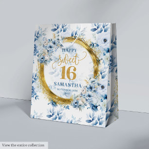 Chic Pastel Blue Sweet sixteen Guld Glitter Party