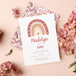 Chic Pastel Boho Rainbow Mönster första födelsedag Inbjudningar