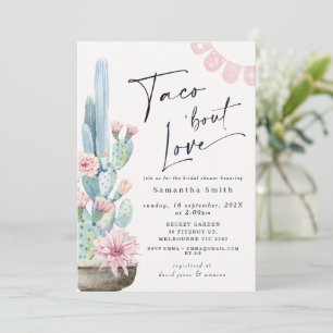 Chic Pastel Cacti Taco Bout Kärlek Möhippa Inbjudningar