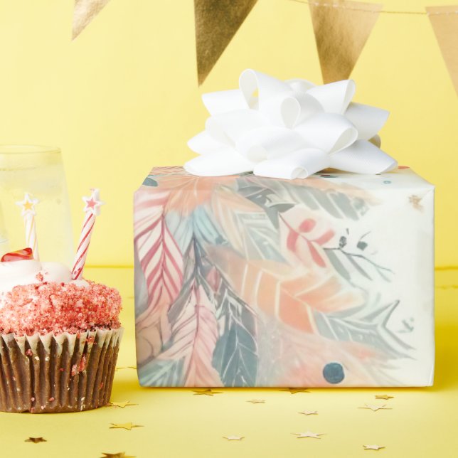 Chic Pastel Christmas Tree Wrapping Paper  Presentpapper (Födelsedagsfest)