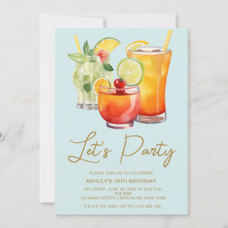 Chic Pastel Cocktail Party Birthday Inbjudningar