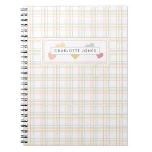 Chic Pastel Colorful Heart-skript Anteckningsbok