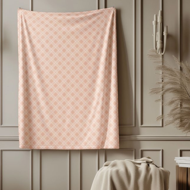 Chic Pastel Coral Pput Throw för Snyggt Comfort Fleecefilt (Chic Pastel Coral Plaid Throw for Stylish Comfort Fleece Blanket)
