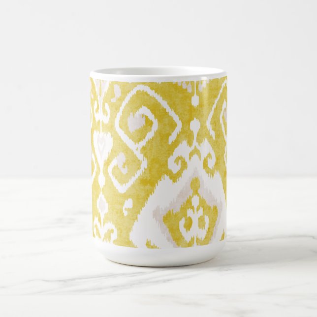 Chic pastel-gult och grått ikat-stammen mönster mugg (Center)