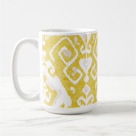 Chic pastel-gult och grått ikat-stammen mönster mugg