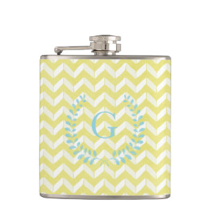 Chic Pastel Gult Teal Chevron Anpassningsbar Monog Fickplunta