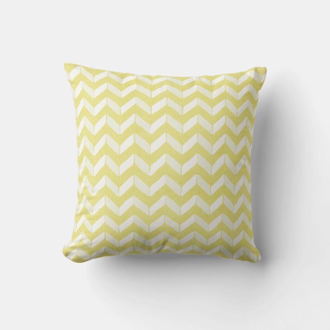 Chic Pastel Gult Teal Chevron Anpassningsbar Monog Kudde (Framsida)