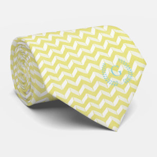 Chic Pastel Gult Teal Chevron Anpassningsbar Monog Slips