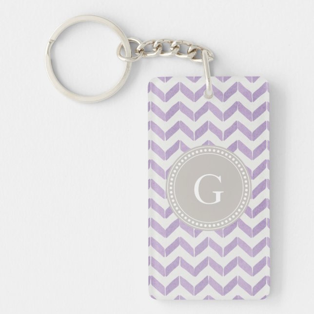 Chic Pastel lila grått Chevron Anpassningsbar Mono (Framsidan)