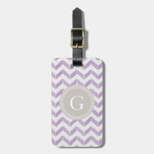 Chic Pastel lila grått Chevron Anpassningsbar Mono Bagagebricka