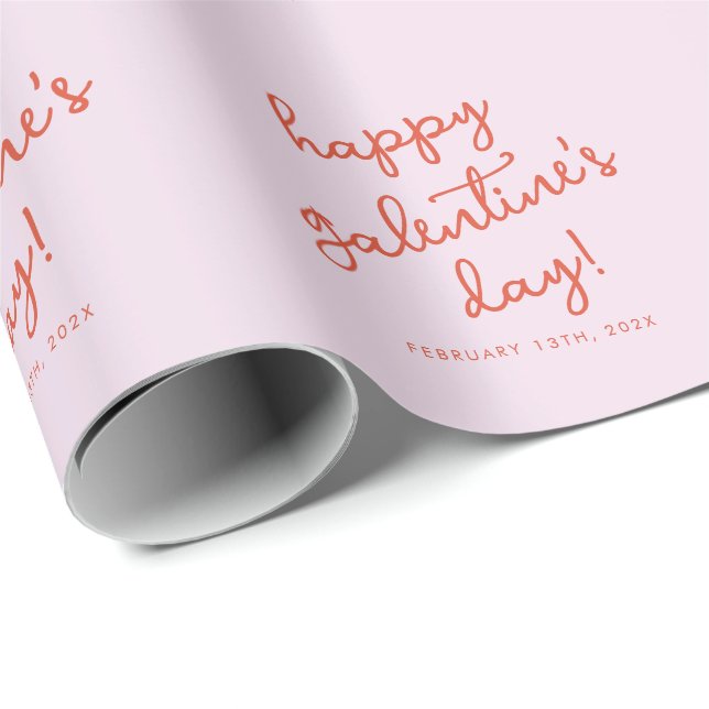 Chic Pastel Lila Lycklig Galentines Day-skript Presentpapper (Rullad Hörn)