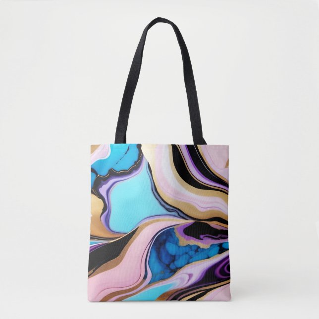 Chic Pastel lila rosa blue guld Faux Marble Tygkasse (Framsida)