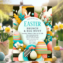 Chic Pastel Modern Påsk Brunch & Egg Hunt Inbjudningar