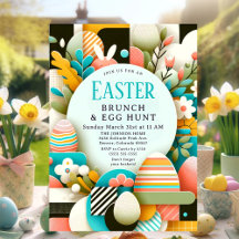 Chic Pastel Modern Påsk Brunch & Egg Hunt