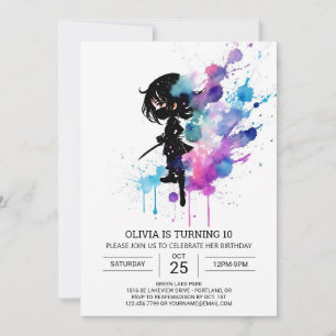 Chic Pastel Ninja Girl Birthday Inbjudningar