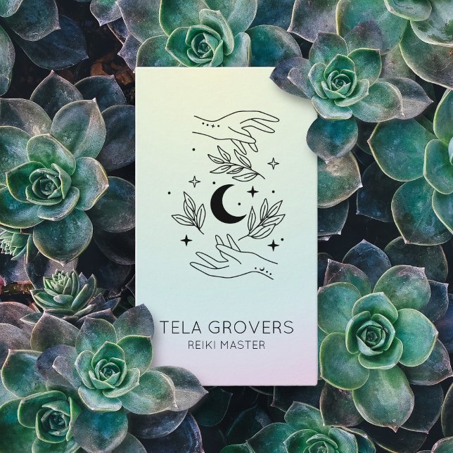 Chic Pastel Ombre Reiki Händer Chakra Healer Visitkort (Skapare uppladdad)