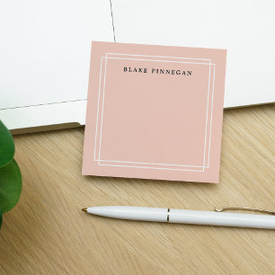 Chic Pastel Peach Personlig White Borderade Post-it Block