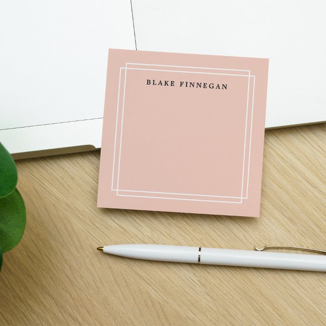 Chic Pastel Peach | Personlig White Borderade Post-it Block (Skapare uppladdad)