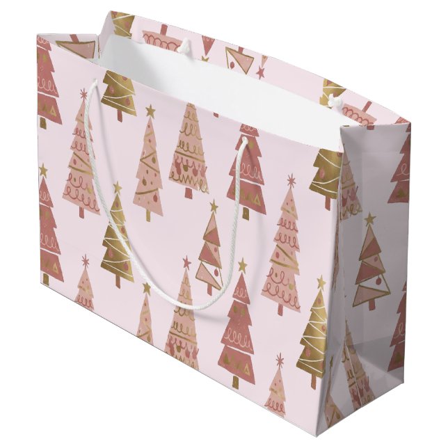 Chic Pastel Pink and Gold Christmas Tree (Baksidan Vinklad)