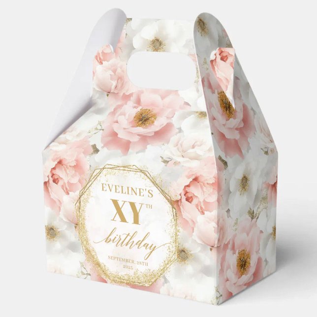Chic Pastel Pink Boho Gold Birthday Favor Box Presentaskar (Chic Pastel Pink Boho Gold Birthday Favor Box)