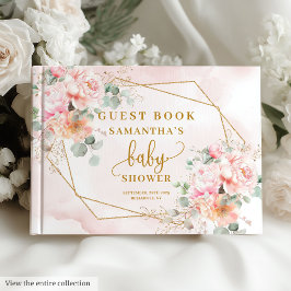 Chic pastel rosa blommigt babydusch gäst bok