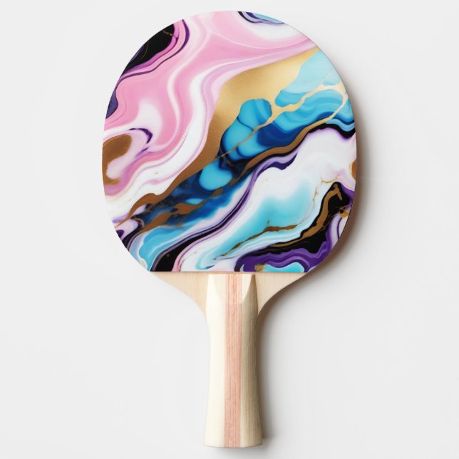 Chic Pastel rosa blue lila guld Faux Marble Pingisracket (Framsidan)