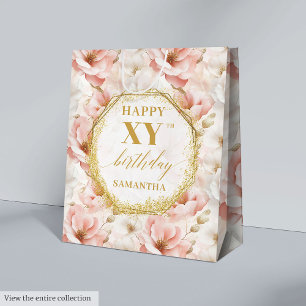 Chic Pastel Rosa Boho Guld 80 Birthday Gift Bag