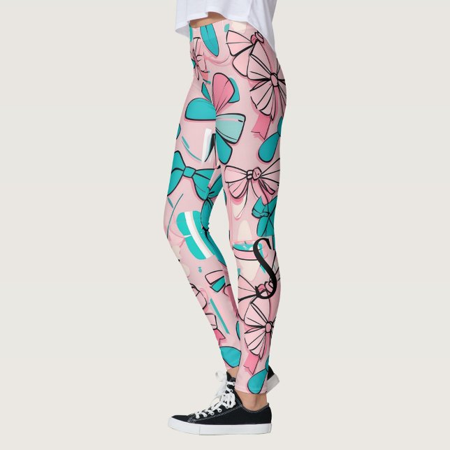 Chic pastel rosa bows Valentine Day monogram Leggings (Skapare uppladdad)