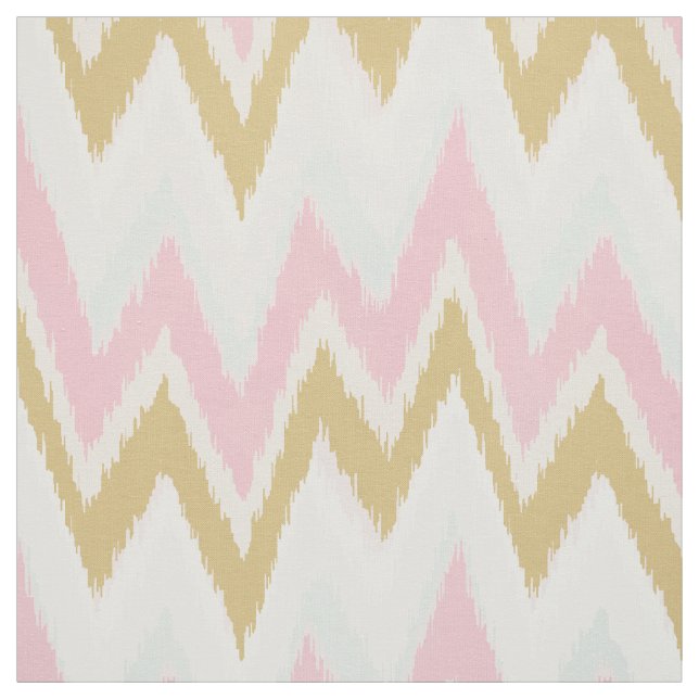 Chic pastel rosa guld ikat tribal chevron mönster tyg (Provkarta)