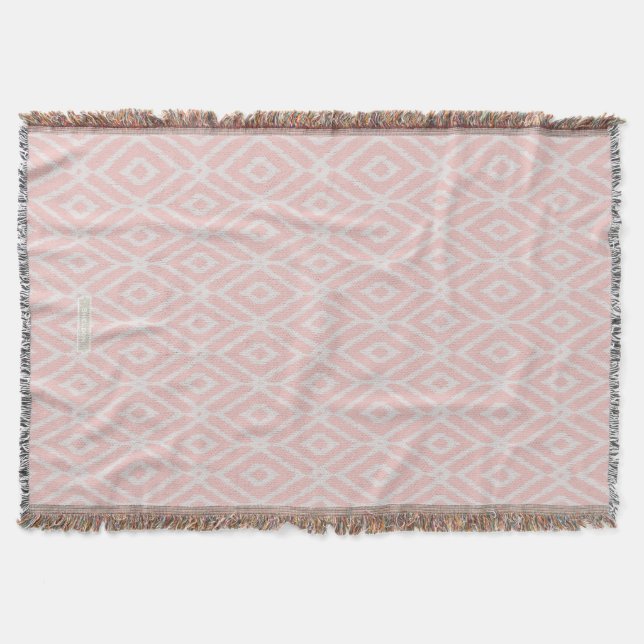 Chic pastel  rosa ikat tribal diamant mönster filt (Framsidan)