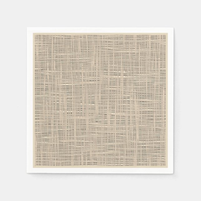 Chic Pastel Taupe Färg Faux Jute Fabric Mönster Pappersservett (Framsidan)
