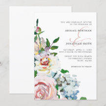 Chic Pastel Watercolor Blommigt Blooms Bröllop