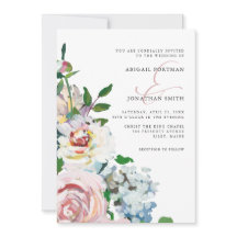 Chic Pastel Watercolor Blommigt Blooms Bröllop
