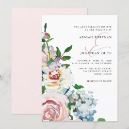 Chic Pastel Watercolor Blommigt Blooms Bröllop Inbjudningar