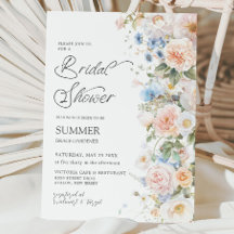 Chic Pastel White Blue Blommigt Möhippa