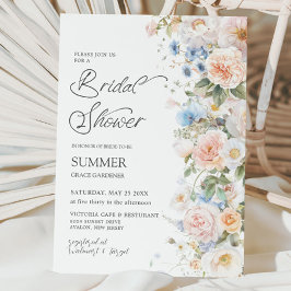 Chic Pastel White Blue Blommigt Möhippa Inbjudningar