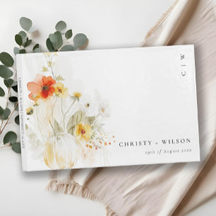 Chic Pastel WildblomPumpkin Watercolor Bröllop Gästböcker