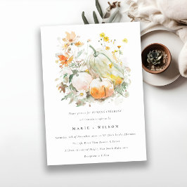 Chic Pastel WildblomPumpkin Watercolor Bröllop Inbjudningar